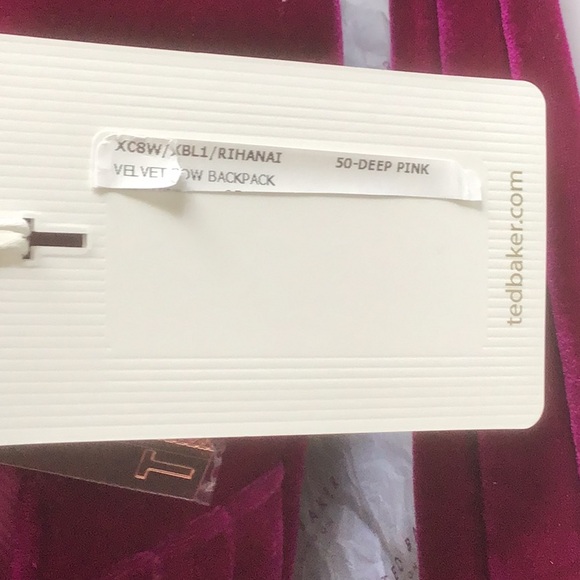 Ted Baker deep pink velvet backpack. Smaller new with tags. - Picture 8 of 9